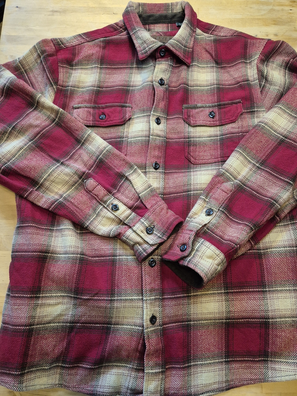 Orvis Burgundy and Cream Plaid Button-Down Shirt